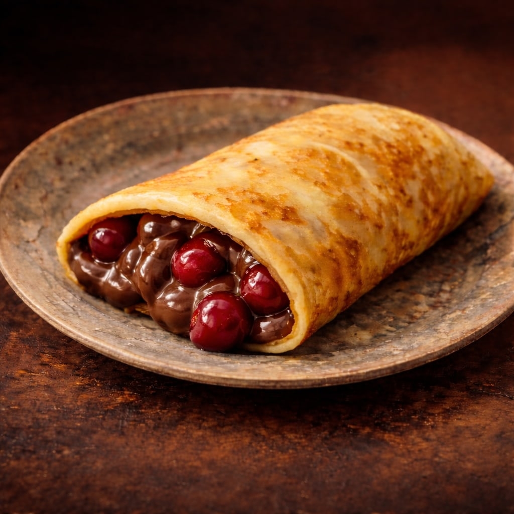 Блин с шоколадом и вишней